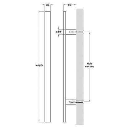 FLAT SECTION HANDLE BOLT 600 316SSS
