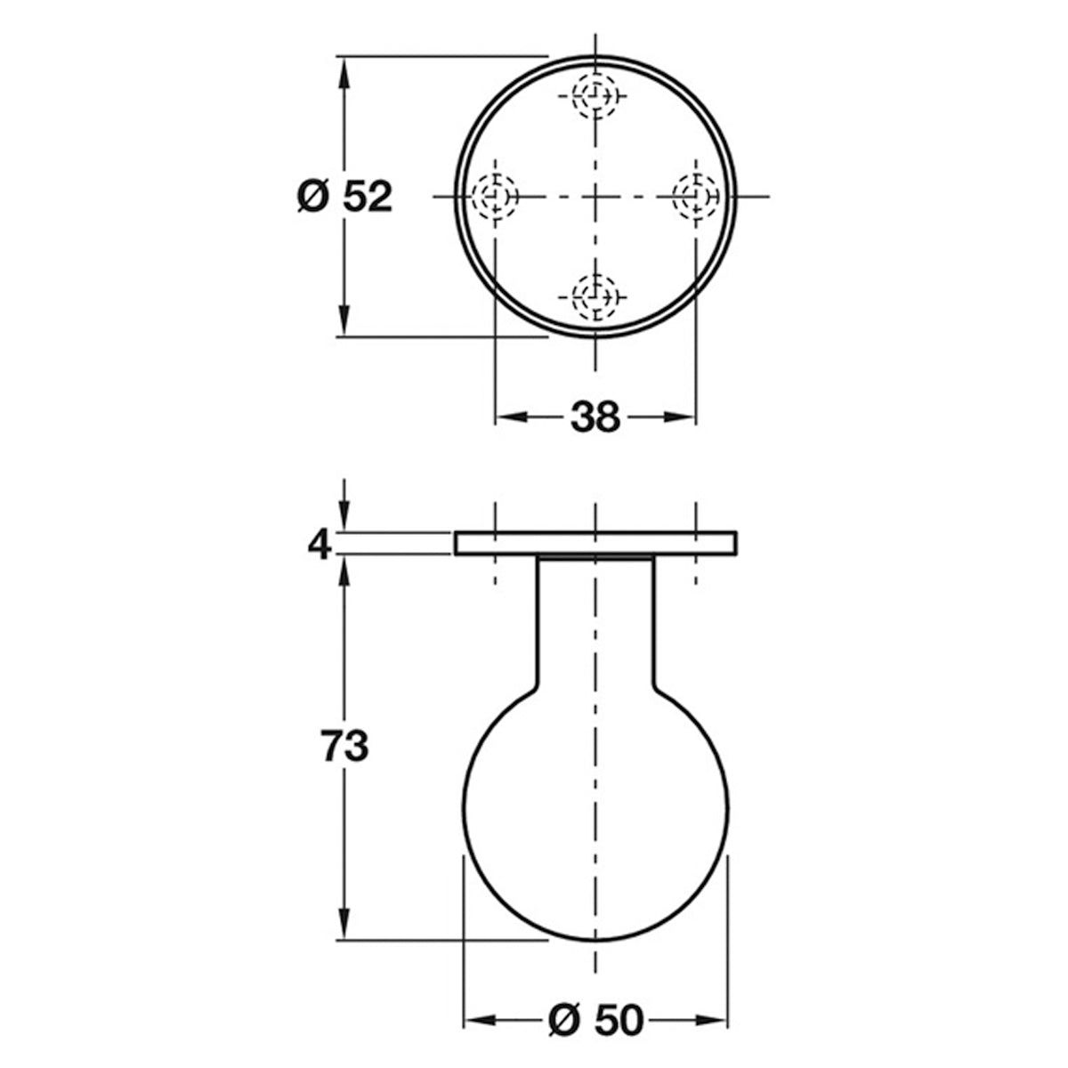 SPHERICAL DOOR KNOB D50x77 ST/SAT