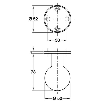 SPHERICAL DOOR KNOB D50x77 ST/SAT