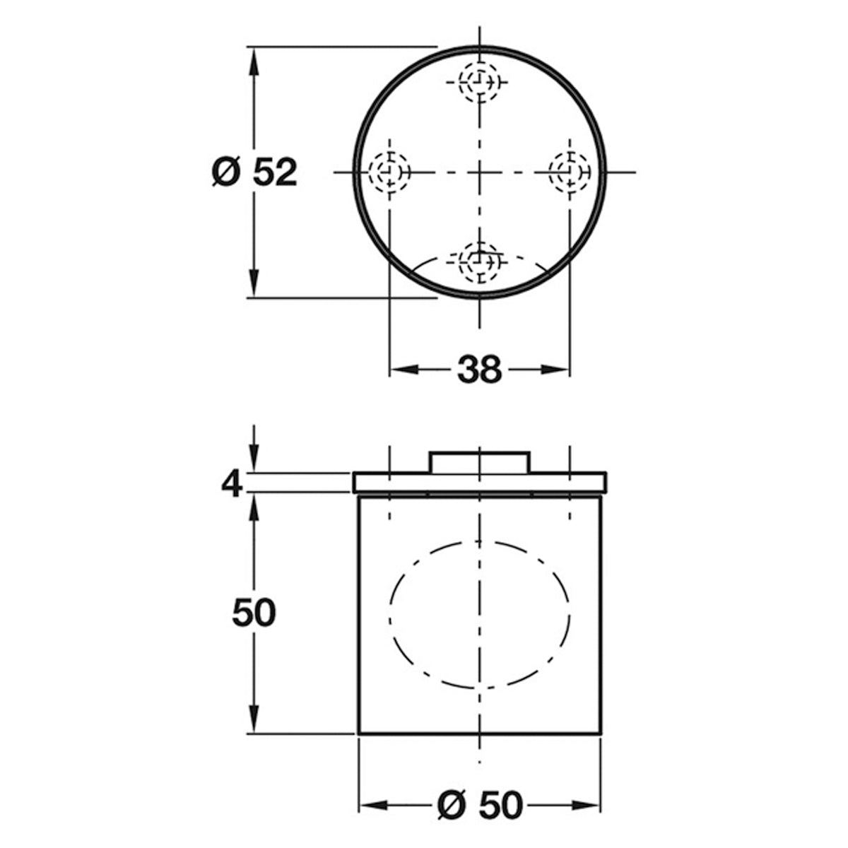 CYLINDRICAL DOOR KNOB D50x54 ST/SAT