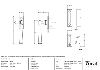 AVON LOCKING FASTENER 125x19x44 BWX - 90386 by MARCHES (ANVIL) ARCHITECTURAL HARDWARE