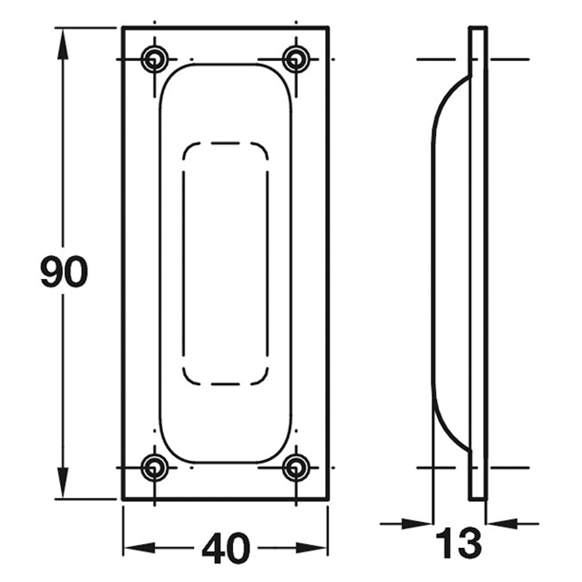 FLUSH PULL HANDLE 90x40 SAA