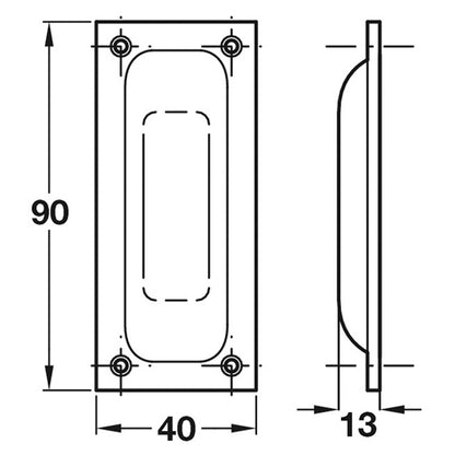 FLUSH PULL HANDLE 90x40 SAA
