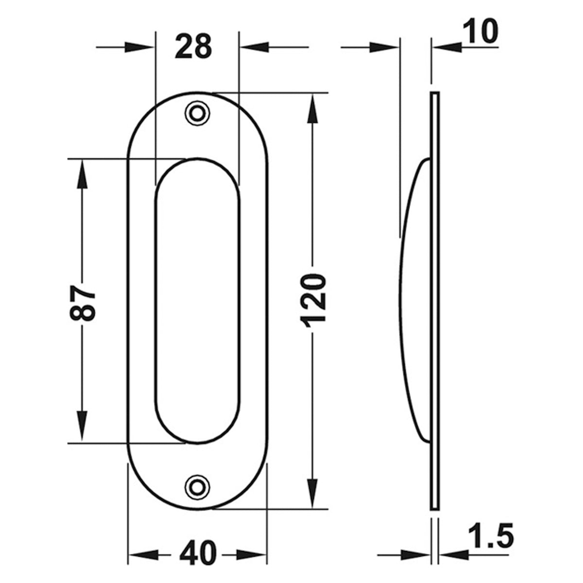 FLUSH PULL HANDLE R/R 40x120 BZAA