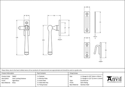 AVON LOCKING FASTENER 125x19x44 AGBR - 90407 by MARCHES (ANVIL) ARCHITECTURAL HARDWARE