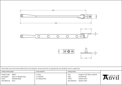 AVON STAY 305 322x16x45 PNP - 90433 by MARCHES (ANVIL) ARCHITECTURAL HARDWARE