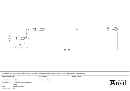 TELESCOPIC WINDOW WINDER 1150-1895 PCP - 91025 by MARCHES (ANVIL) ARCHITECTURAL HARDWARE