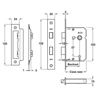 SASHLOCK MORTICE 3LVR BS58 78 NI