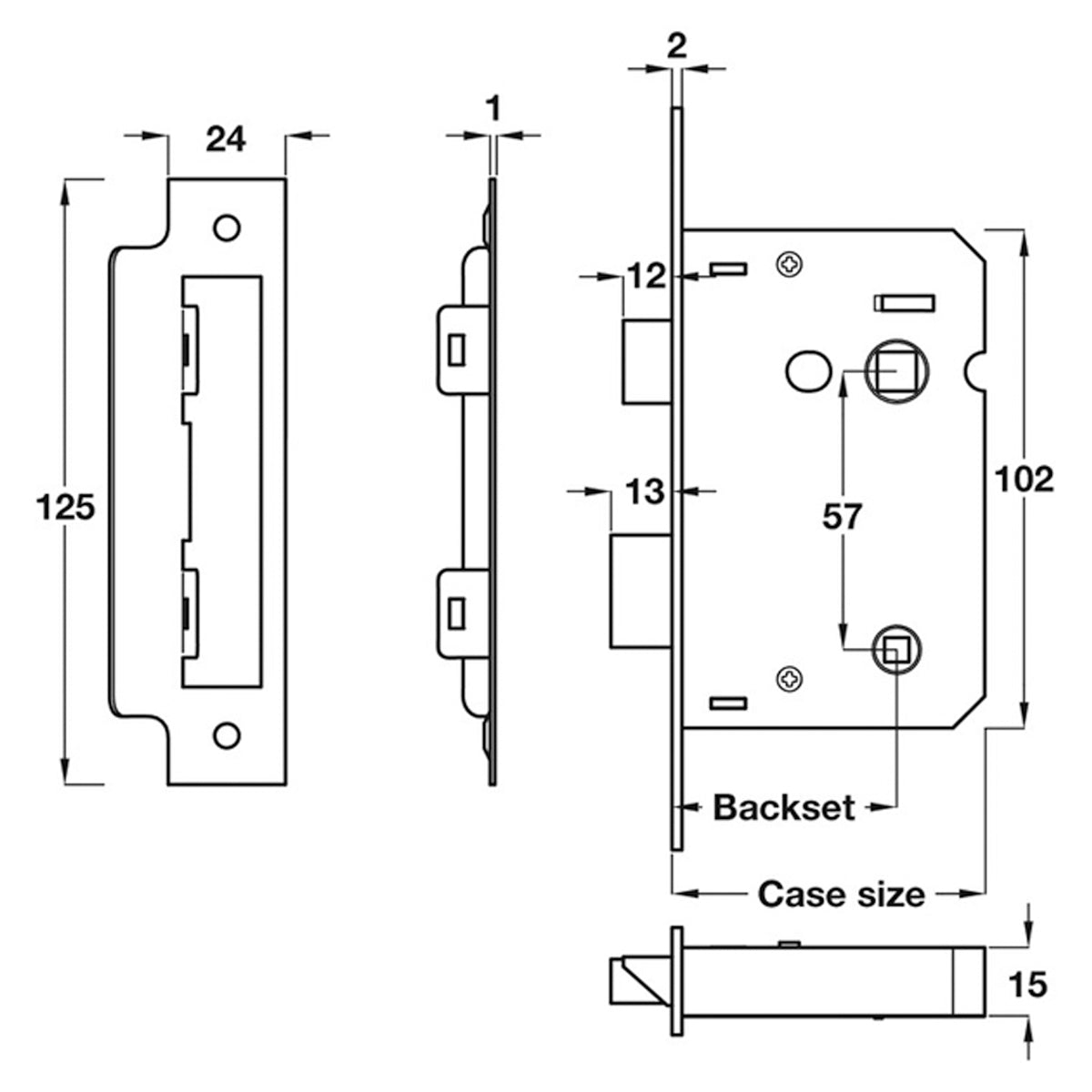 MORTICE BATH LOCK BS58 78 BRS
