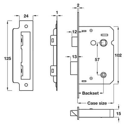 MORTICE BATH LOCK BS58 78 NI