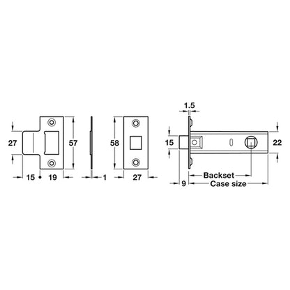 ECONOMY TUB MORTICE LATCH 64/44 NP