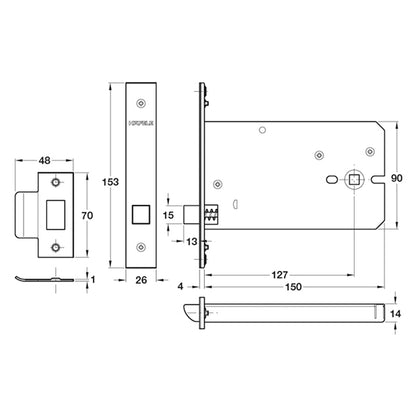 HORIZ MORT BATHROOM LOCK 151/57 SBP