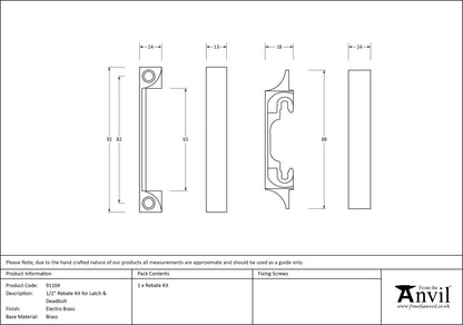 LATCH AND DEADBOLT REBATE KIT 12.7 EBR - 91104 by MARCHES (ANVIL) ARCHITECTURAL HARDWARE