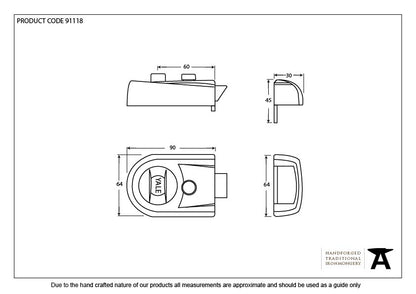 MODERN CASE NIGHT LATCH BS60 90x64x45 BLK - 91118 by MARCHES (ANVIL) ARCHITECTURAL HARDWARE