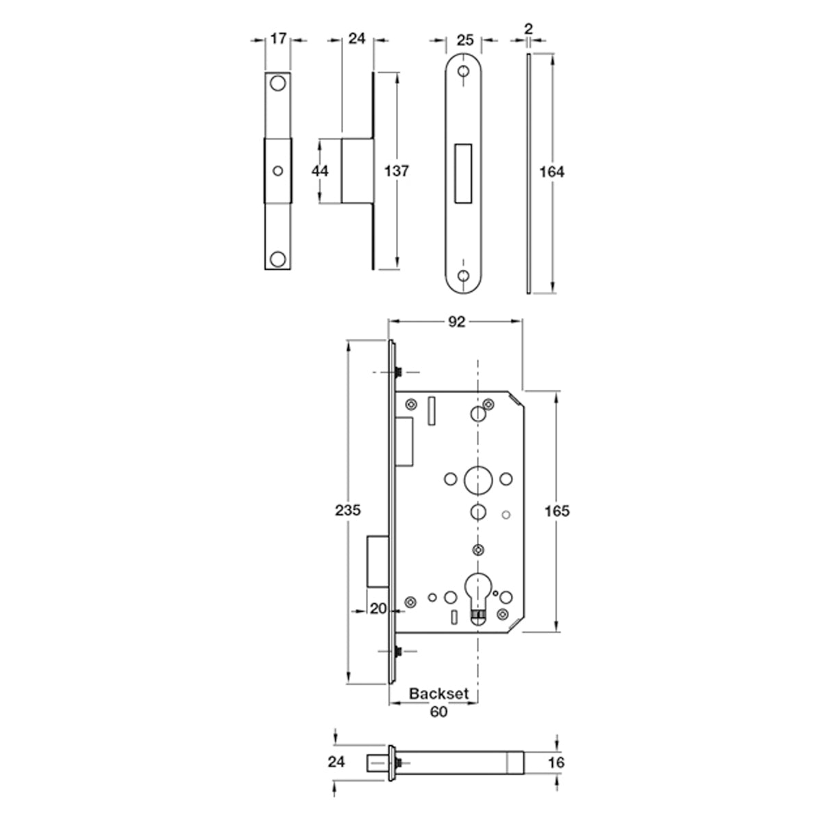 CALIBRE MORTICE DEADLOCK GST/SAT