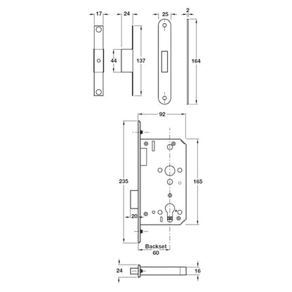 CALIBRE MORTICE DEADLOCK GST/SAT