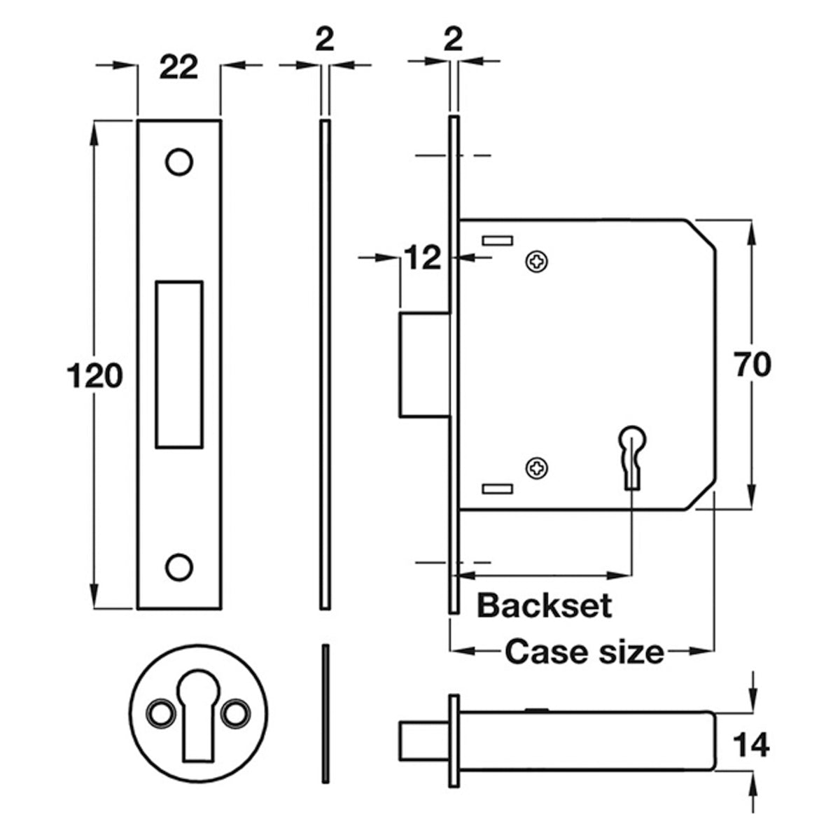 DEADLOCK MORTICE 3LVR BS45 65 NI