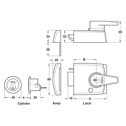 DBL LOCK RIM NIGHT LATCH STD SNI/CP
