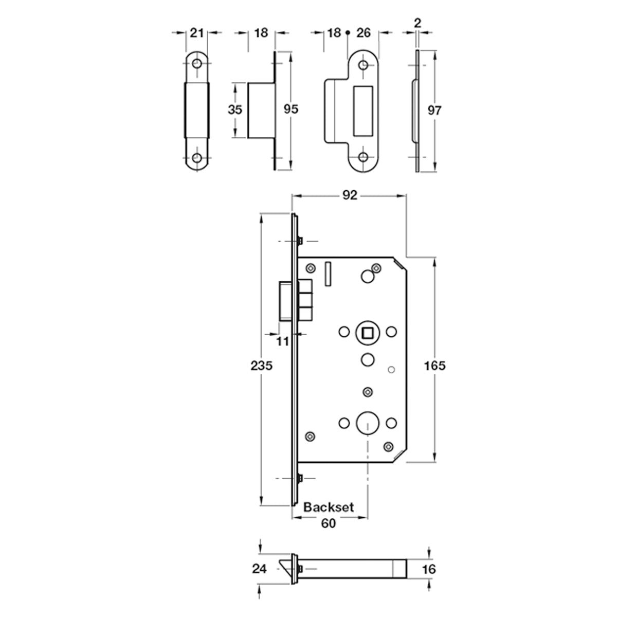 CALIBRE MORTICE LATCH GST/SAT