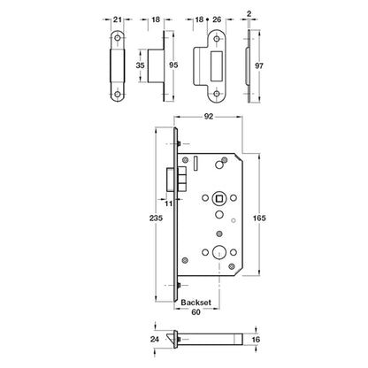 CALIBRE MORTICE LATCH GST/SAT