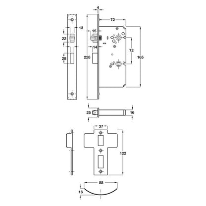 DISABLED ROLLER BOLT LOCK STD ST/ST