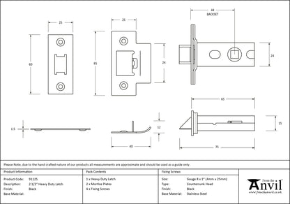 HEAVY DUTY LATCH BS044 063.5 BLK - 91125 by MARCHES (ANVIL) ARCHITECTURAL HARDWARE