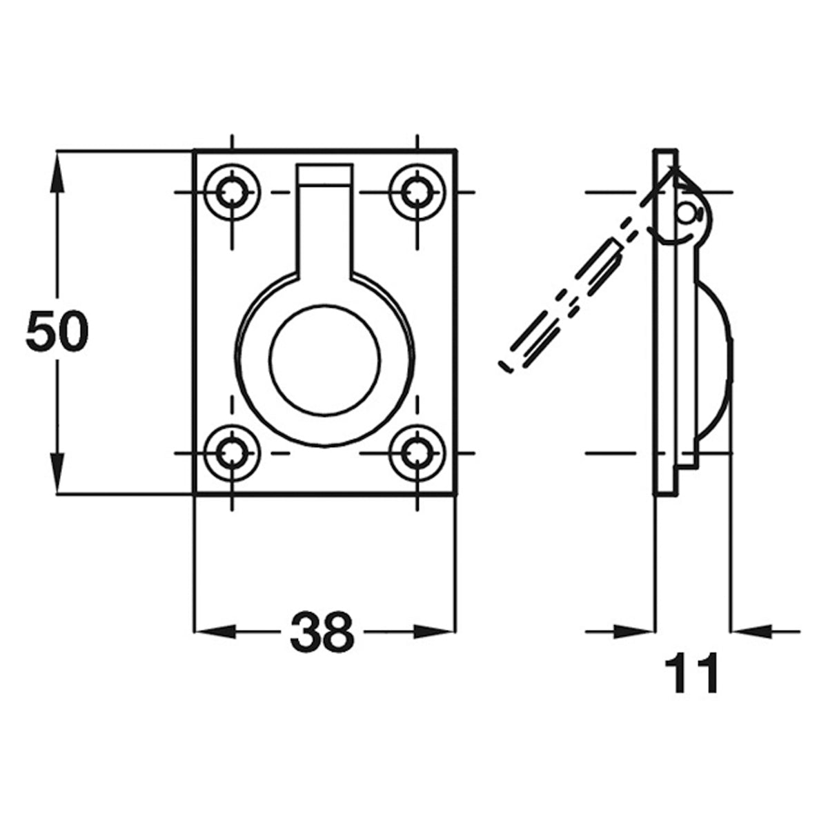 FLUSH RING PHANDLE 50x38 BRS/PCP