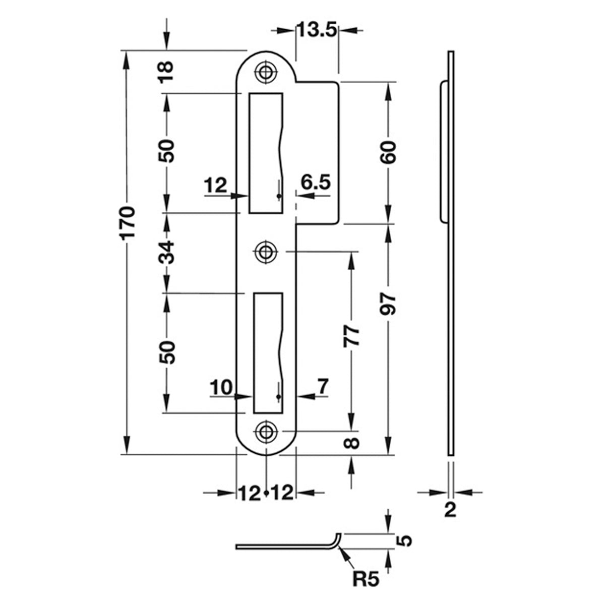 MLD LOCK STRIKE PLATE LH 170 SSS