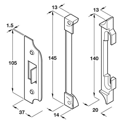 BOX LATCH REBATE SET 13 BRS/SCP