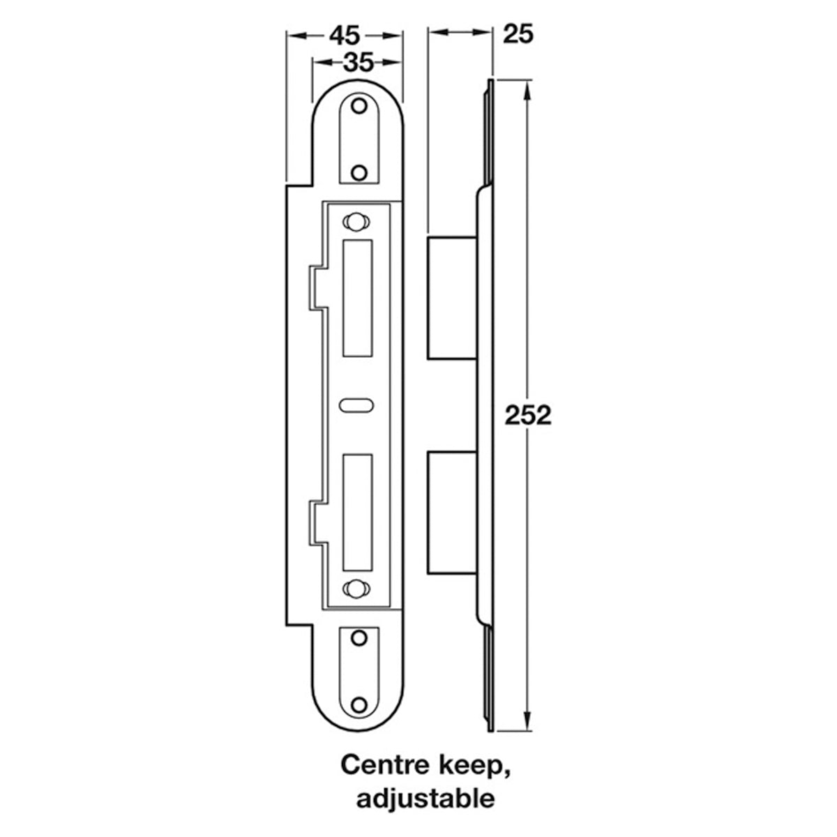 HOOK/LINEAR BOLT KEEP CN ADJ ST/BZP