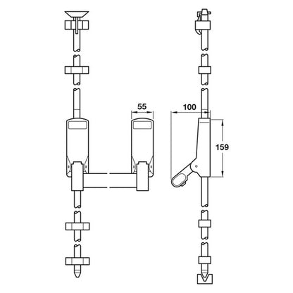 SINGLE PANIC BOLT 55x159x100 SLV