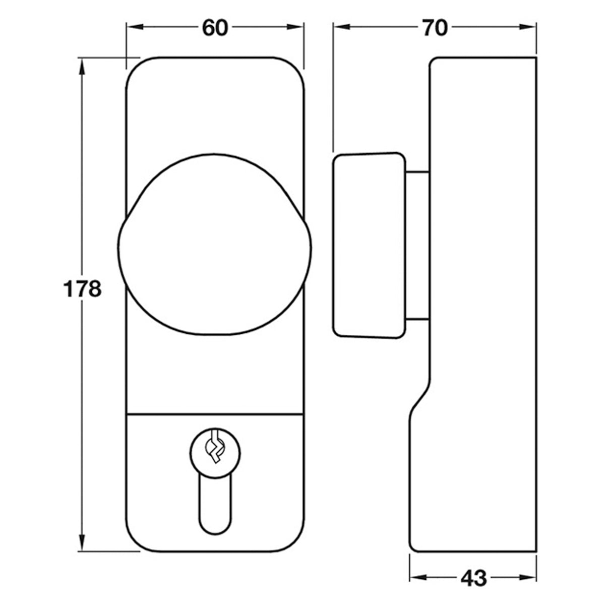 OUTSIDE ACCESS DEVICE 60x178x70 ALU