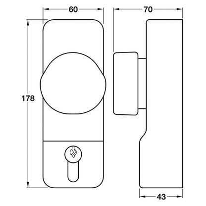 OUTSIDE ACCESS DEVICE 60x178x70 ALU