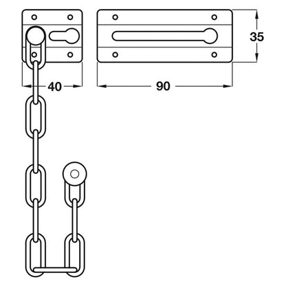 SECURITY DOOR SLIDE CHAIN ST/PBR