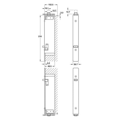 FULLY AUTO FLUSH BOLT 25.5x215 PBR