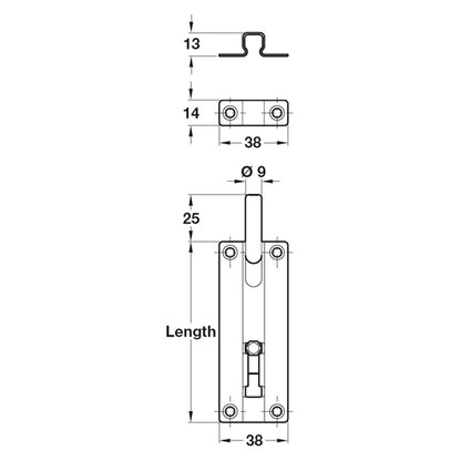 BARREL BOLT STR 80x40x19 ST/SAT