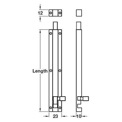BARREL BOLT STR 75x23x13 ALU/SAA