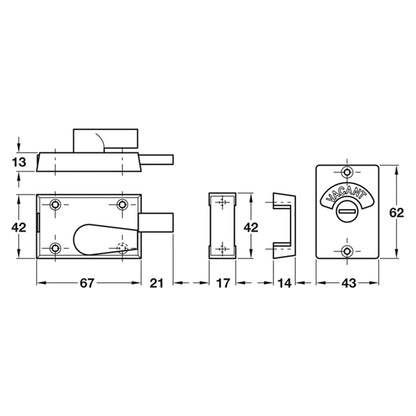 Surface Indicator Bolt 67x42x26mm Polished Stainless Steel
