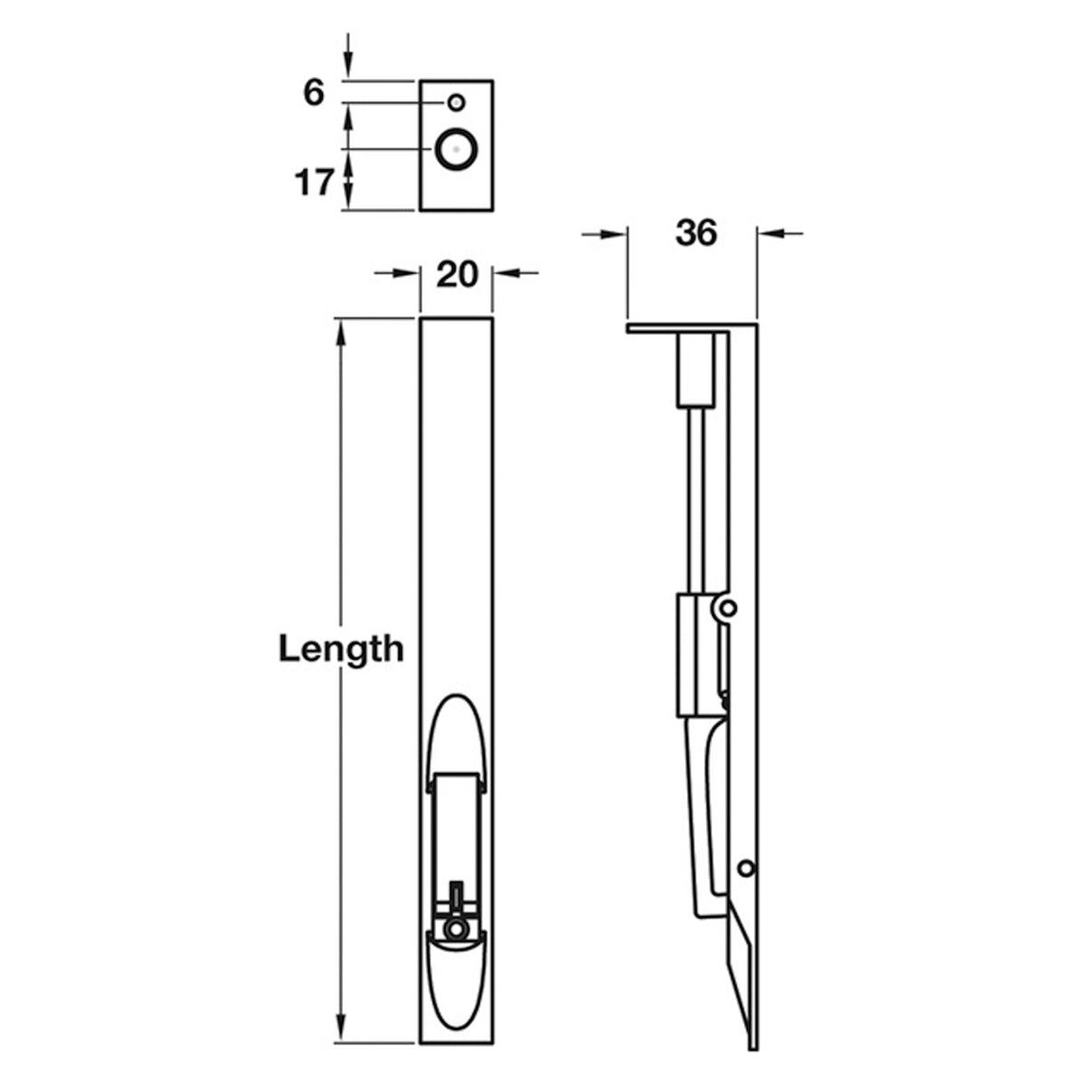 LEVER ACTION FLUSH BOLT 22x150 PSS