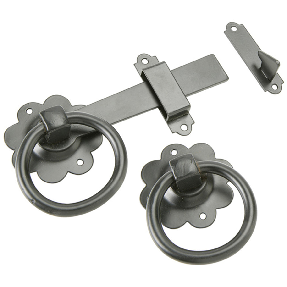 GATE LATCH PLAIN RING ST/BLK