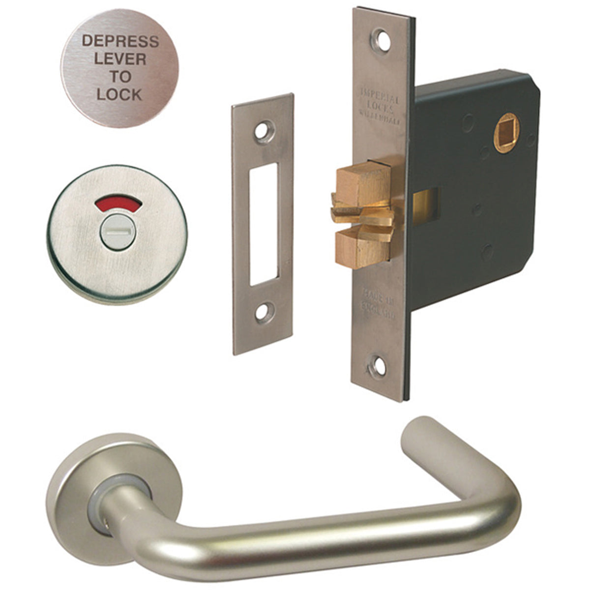 Lever Handle Indicator and Lock Disabled Set Satin Stainless Steel