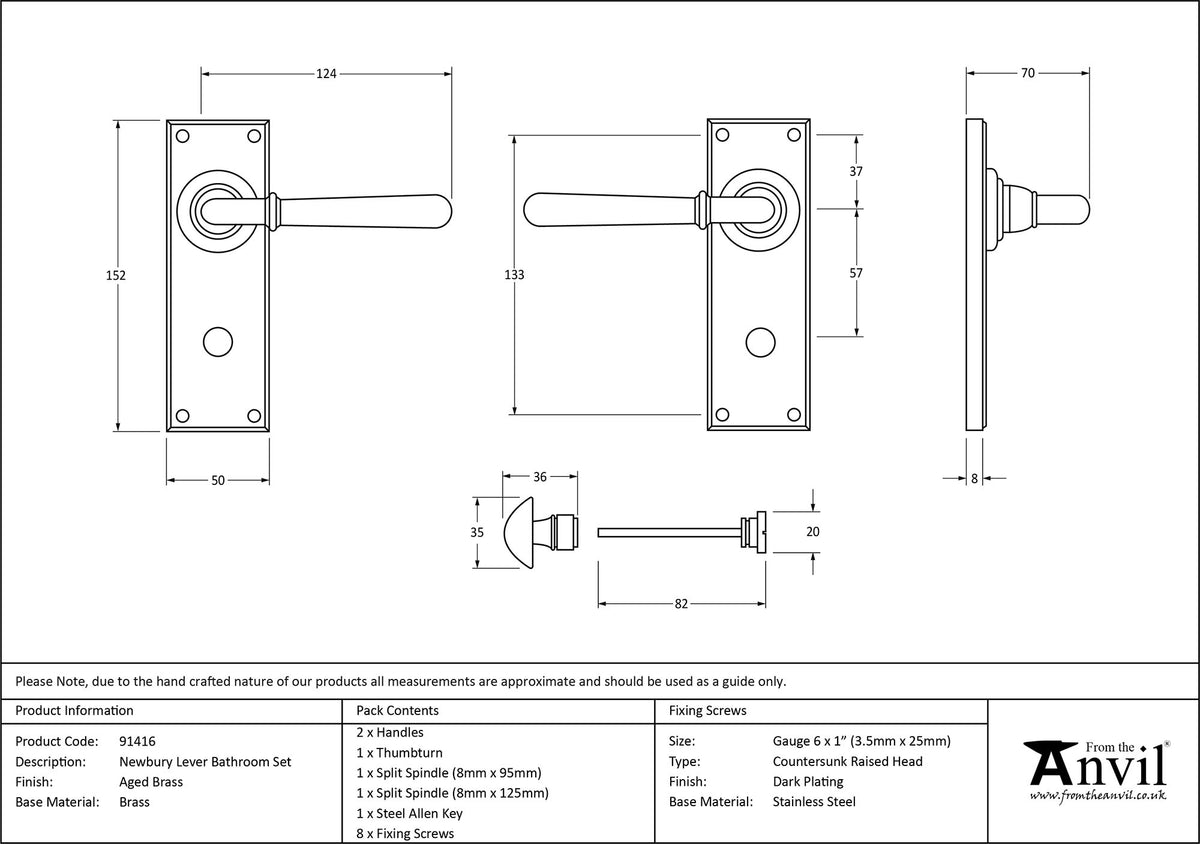 NEWBURY LEVER HANDLE BATH 124x152x70 AGBR - 91416 by MARCHES (ANVIL) ARCHITECTURAL HARDWARE