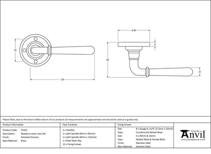 NEWBURY LEVER HANDLE+ROSE SPRUNG 124x60x64 PCP - 91425 by MARCHES (ANVIL) ARCHITECTURAL HARDWARE