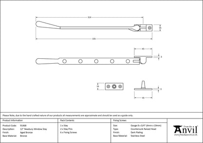 NEWBURY STAY 305 335x16x57 AGBZ - 91468 by MARCHES (ANVIL) ARCHITECTURAL HARDWARE