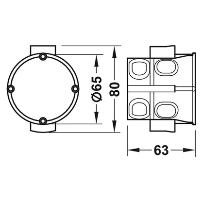 WALL BOX FLUSH MOUNTING D65x63 BLK