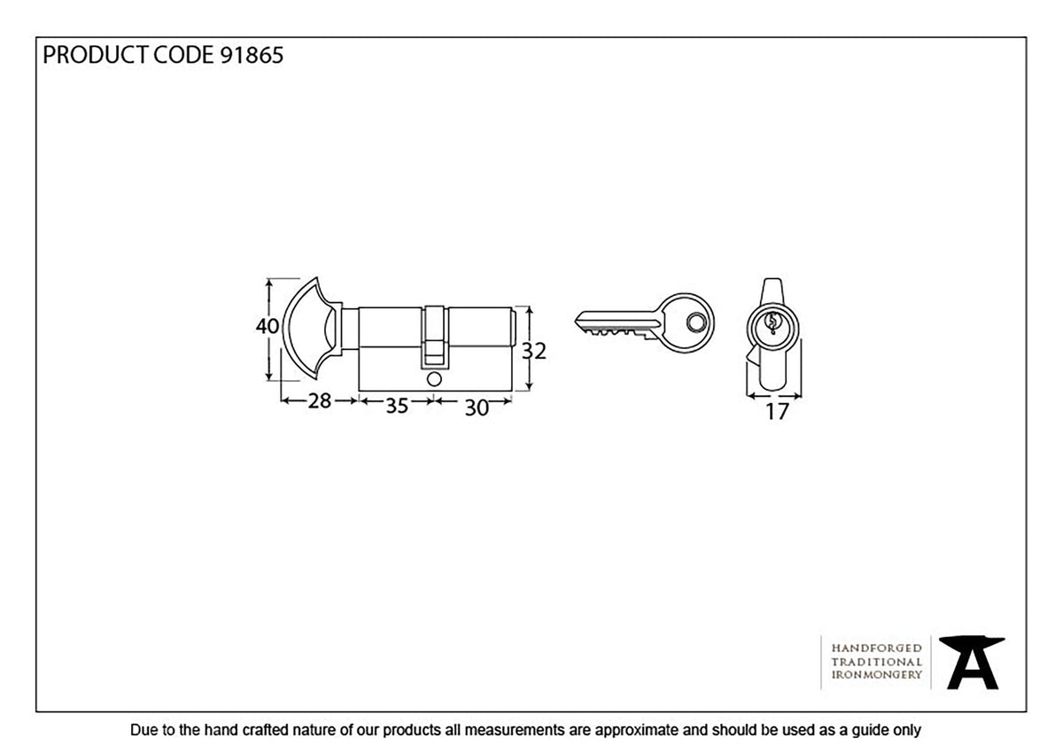 EURO CYLINDER/THUMBTURN 6PIN DIFFER 30/35T BLK - 91865 by MARCHES (ANVIL) ARCHITECTURAL HARDWARE