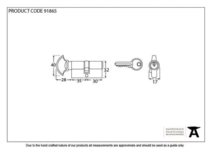EURO CYLINDER/THUMBTURN 6PIN DIFFER 30/35T BLK - 91865 by MARCHES (ANVIL) ARCHITECTURAL HARDWARE