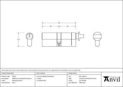 EURO CYLINDER/THUMBTURN 5PIN DIFFER 40/40 PCP - 91872 by MARCHES (ANVIL) ARCHITECTURAL HARDWARE