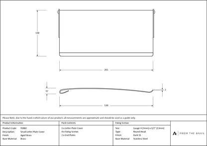 LETTER PLATE COVER 265x110x12 AGBR - 91882 by MARCHES (ANVIL) ARCHITECTURAL HARDWARE