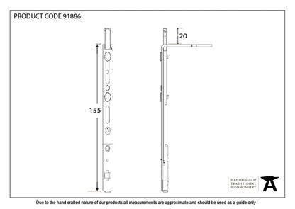 ESPAGNOLETTE DOOR LOCK SHOOT BOLT 155 BZP - 91886 by MARCHES (ANVIL) ARCHITECTURAL HARDWARE